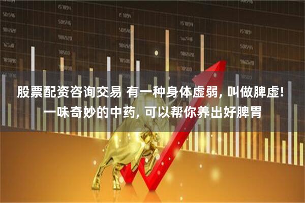 股票配资咨询交易 有一种身体虚弱, 叫做脾虚! 一味奇妙的中药, 可以帮你养出好脾胃